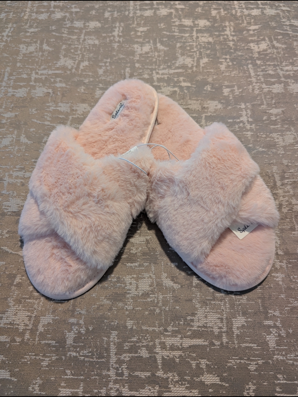 Splendid Plush Crossband Slide Slippers - Blush Pink